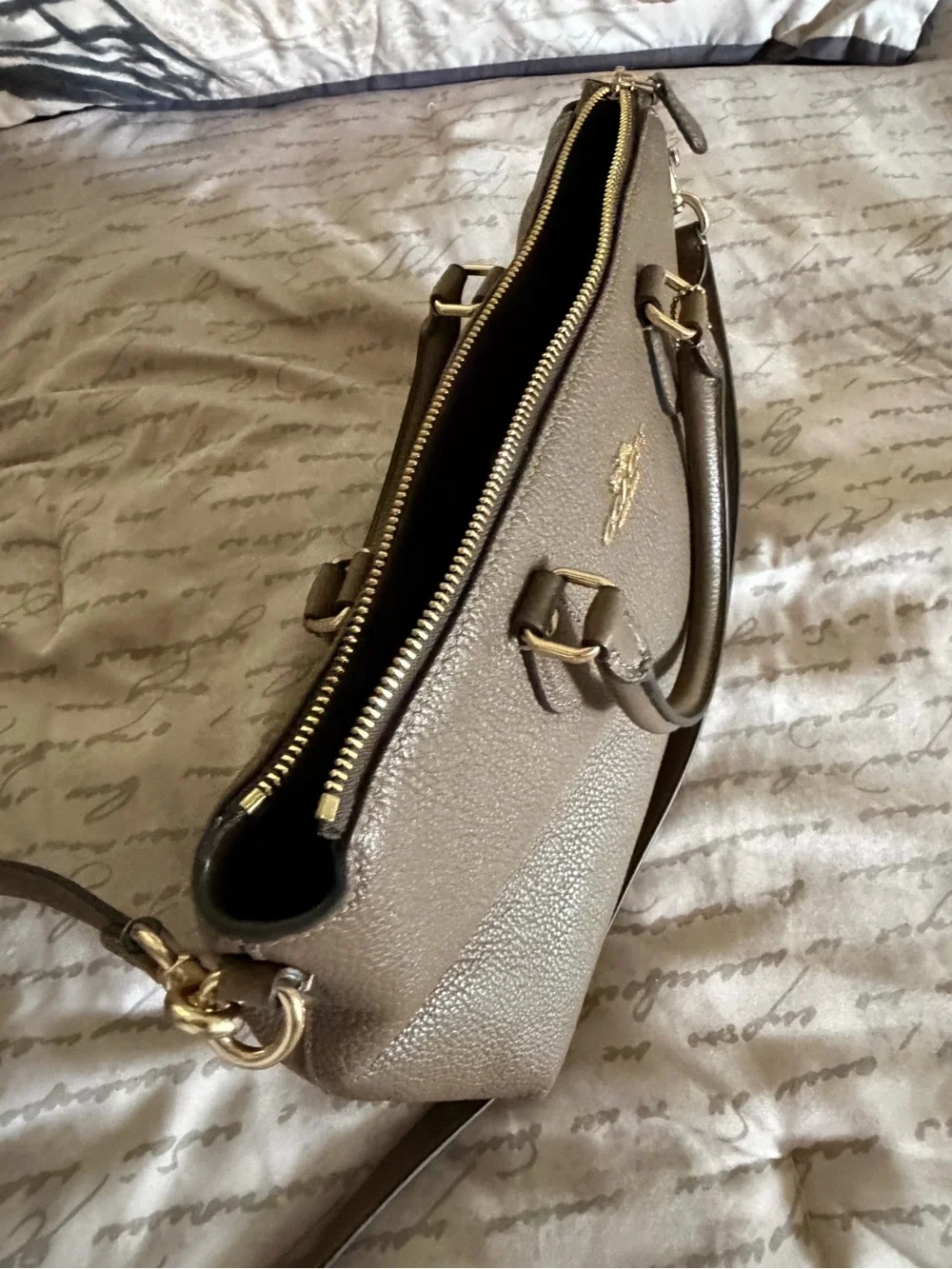 COACH Brown Pebbled Leather Satchel with Gold Hardware